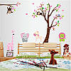 Наклейка на стіну в дитячу кімнату Звірі біля дерева  ( 2 листа 60  х 90 см) Б69, фото 5