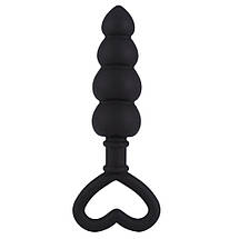 Анальна пробка 3.2 см середня чорна Ялинка із серцем силікон, фото 5