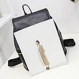 Рюкзак жіночий молодіжний з 2 блискавками (чорний), фото 4