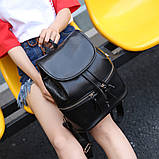 Рюкзак жіночий молодіжний з 2 блискавками (чорний), фото 5