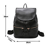 Рюкзак жіночий молодіжний з 2 блискавками (чорний), фото 7