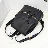 Рюкзак жіночий молодіжний з 2 блискавками (чорний), фото 8