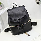 Рюкзак жіночий молодіжний з 2 блискавками (чорний), фото 2