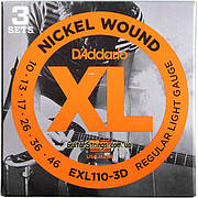 Струни D'Addario EXL110-3D Nickel Wound 10-46 3 sets