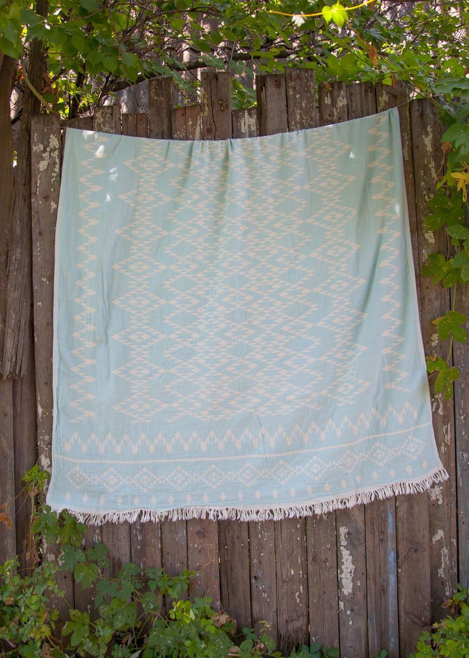 Покривало бавовняне Kilim Throw 130х170 м'ятний Barine