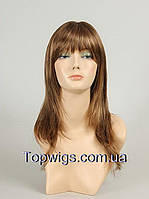 Длинный парик с челкой Melanie AT термоволосы темно-русое мелирование