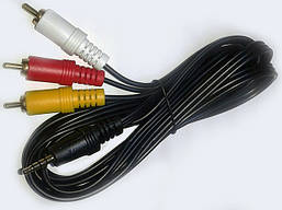 Шнур шт. 3,5 мм 4C - 3шт.RCA, діам.-2,6х7,8мм, 1,8 м, чорний