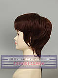 Жіноча перука коротка стрижка з термоволосся180℃ Kristina AT колір каштановий темний, фото 3