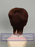 Жіноча перука коротка стрижка з термоволосся180℃ Kristina AT колір каштановий темний, фото 4