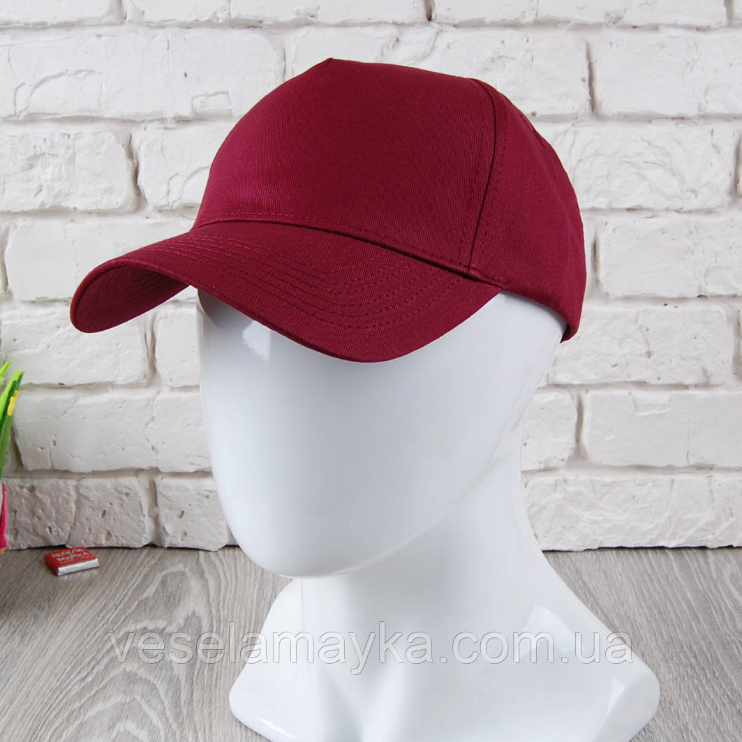 Бордова кепка на липучці (Преміум), фото 1