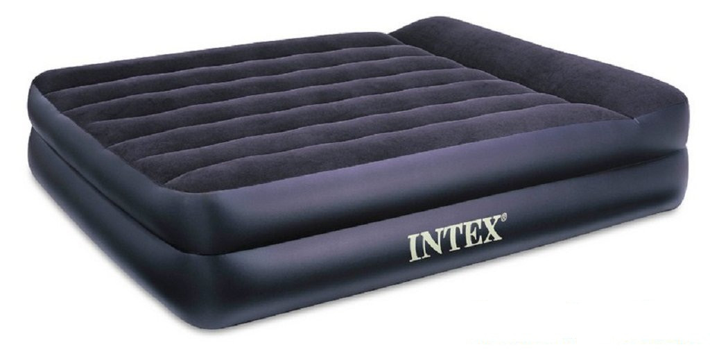 Надувна флокірована двомісне ліжко Intex чорна Ліжко 203х152х42 см
