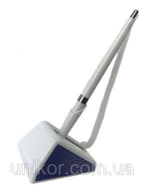 Ручка з підставкою, DESK PEN", шнур-спіраль, білий корпус. BuroMax, фото 1