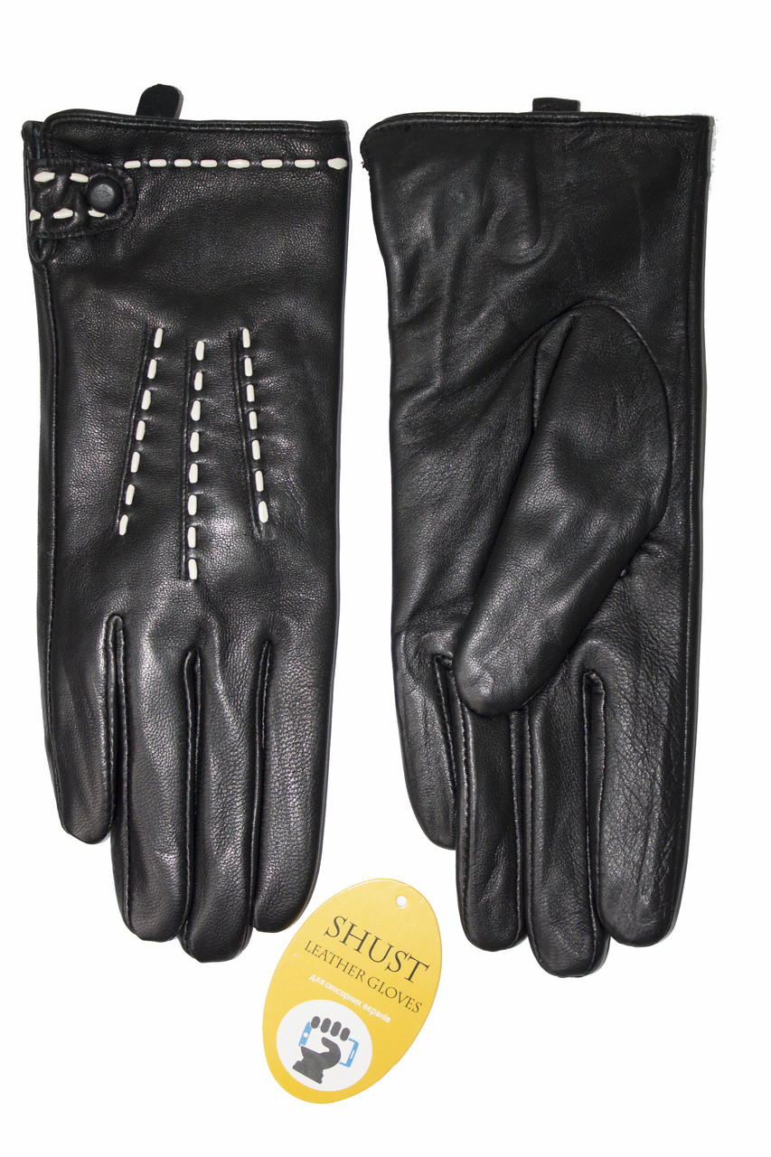 Жіночі шкіряні чорні рукавички Сенсорні Середні LYYN-1671s2