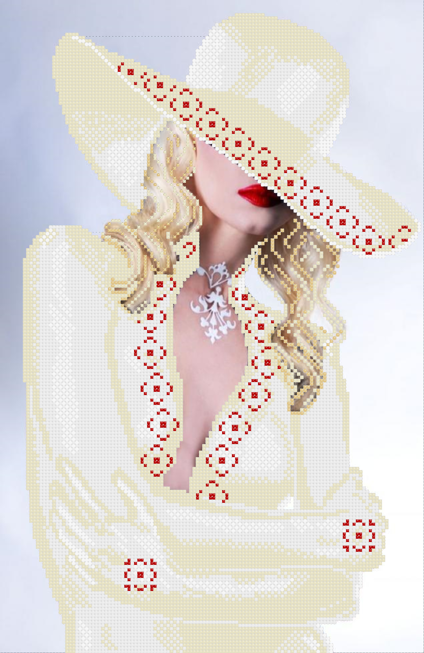Схема вишивки бісером Дівчина блонд (в білому), фото 1
