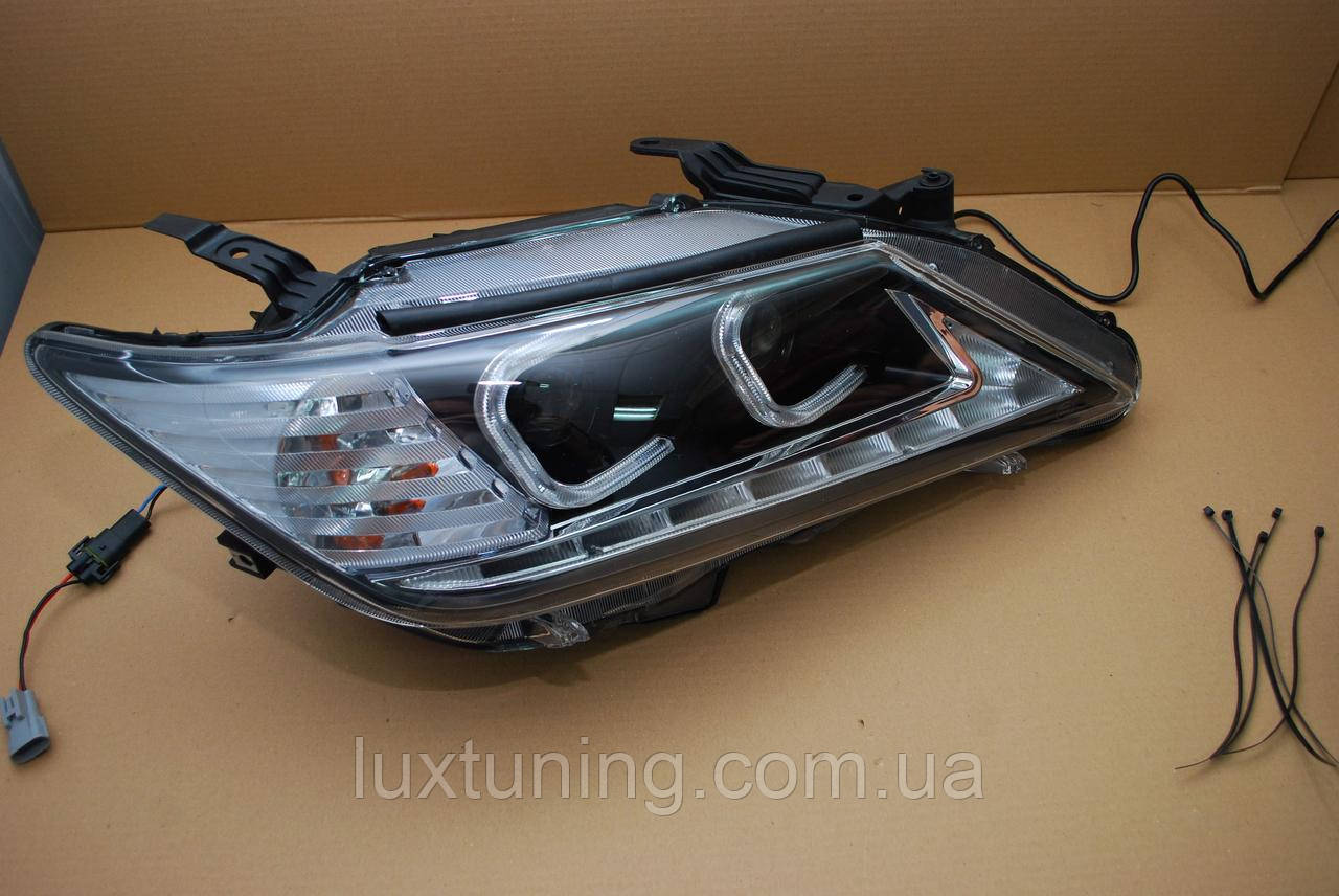 Передние альтернативные фары Toyota Camry 50 2011-2014 с 2 линзами и drl - фото 6 - id-p569690777