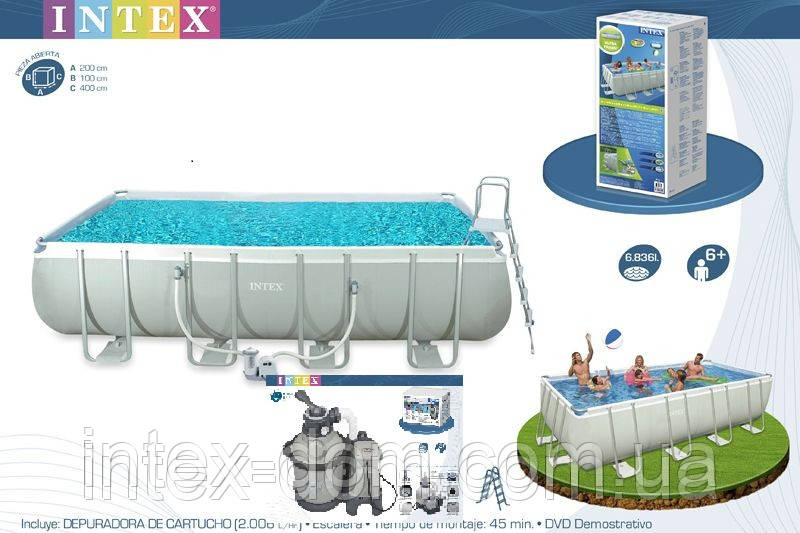 Каркасний басейн Intex 400x200x100 СМ 54182 / 28350/28316+28644 Пісочний фільтр-насос 4000 л/год