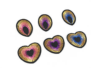 Нашивка серце люкерс золото колір блакитний 50х40 мм, фото 3