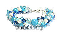 Жіночий браслет Мікс з натуральних каменів Аквамарин
