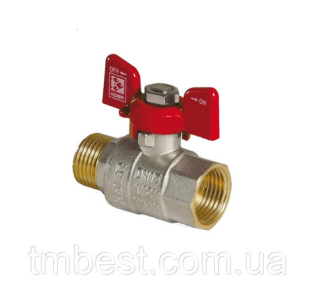 Кран шаровый (бабочка) 1/2 с латунным шаром