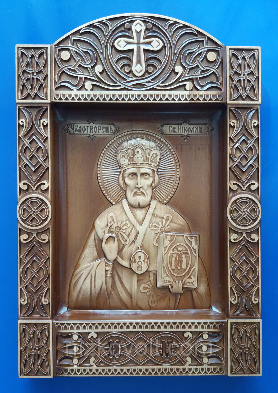 Ікона Микола Чудотворець в кіоті "Б" (240х355х36)