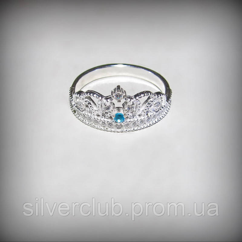 1057 Серебряное кольцо Корона 925 пробы с камнями