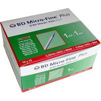 Шприц инсулиновый BD Micro Fine Plus 1,0мл 30G 0,30 x 8 мм U-40 (100 шт.) REF 320911