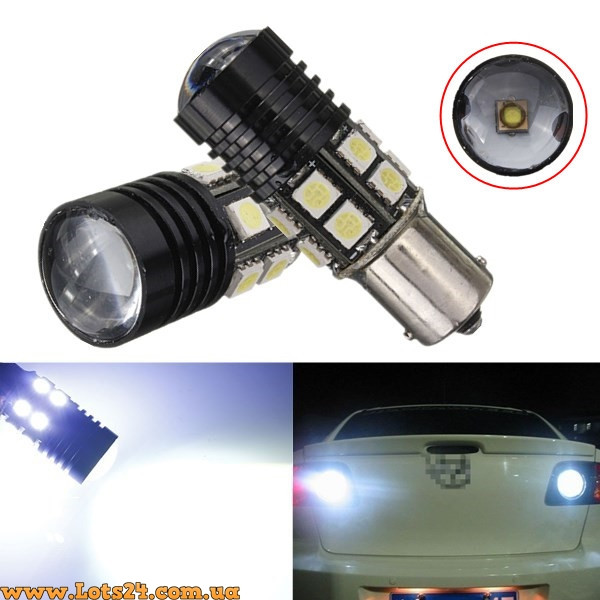 Автолампы P21W 1 CREE + 12 SMD LED BA15S 1156 светодиодные лампы заднего хода габариты стопы - фото 1 - id-p365909391