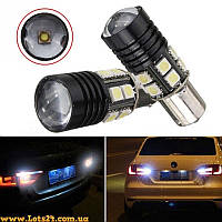 Автолампи P21W 1 CREE 12 SMD LED BA15S 1156 світлодіодні з лінзою габарити стопи повороти