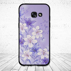 Силіконовий чохол для Samsung Galaxy A3 2017 A320 з картинкою ніжні квіти на фіолетовому тлі
