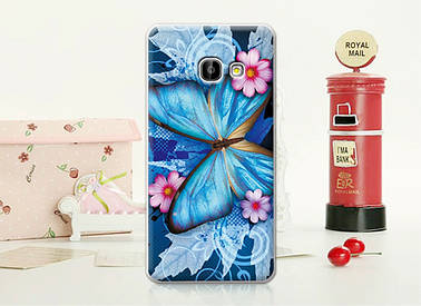 Чохол бампер силіконовий для Samsung Galaxy A3 2017 A320 з малюнком синя метелик