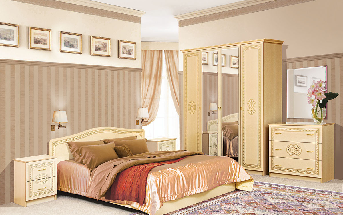 Двоспальне ліжко в класичному стилі Флоренция Світ Меблів, колір світлий венге