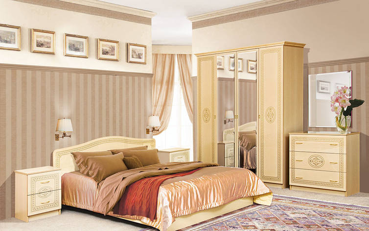 Двоспальне ліжко в класичному стилі Флоренция Світ Меблів, колір світлий венге, фото 2