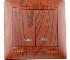 Вимикач подвійний з led-підсвіткою Сакура вишня LMR1505