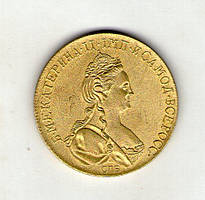 Росія 10 РУБЛЕЙ 1870-1782. ЕКАТЕРИНА II муляж золотої монети