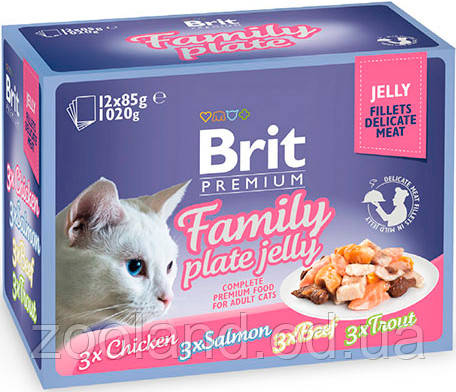111245/408 Brit Premium Pouch Family Plate Jelly Шматочки в желе, 12x85 г