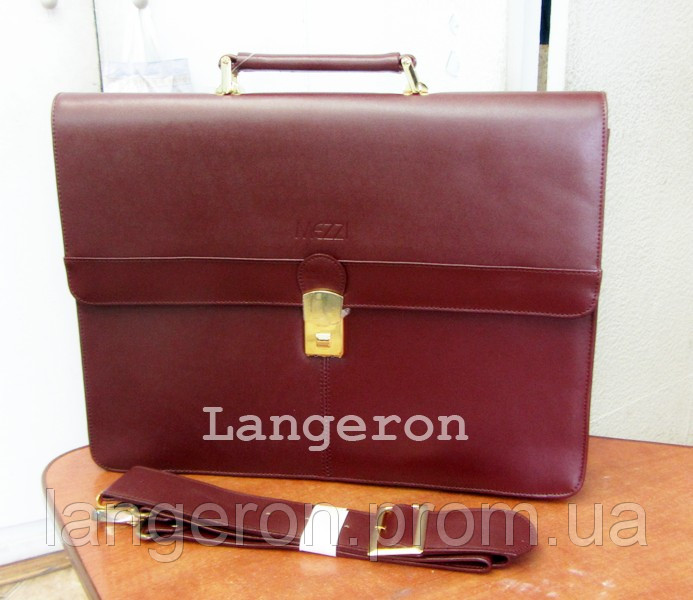 Портфель для Ноутбука натуральна шкіра коричневий шкіряний бордо, фото 1