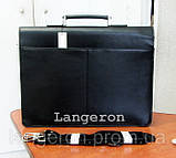 Портфель для Ноутбука mezzi натуральна шкіра чорний шкіряний, фото 3