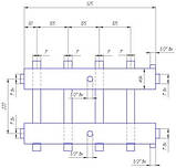Колектор опалення з нижнім і верхнім виходом, на 4 опалювальні контури з неіржавкої сталі., фото 2