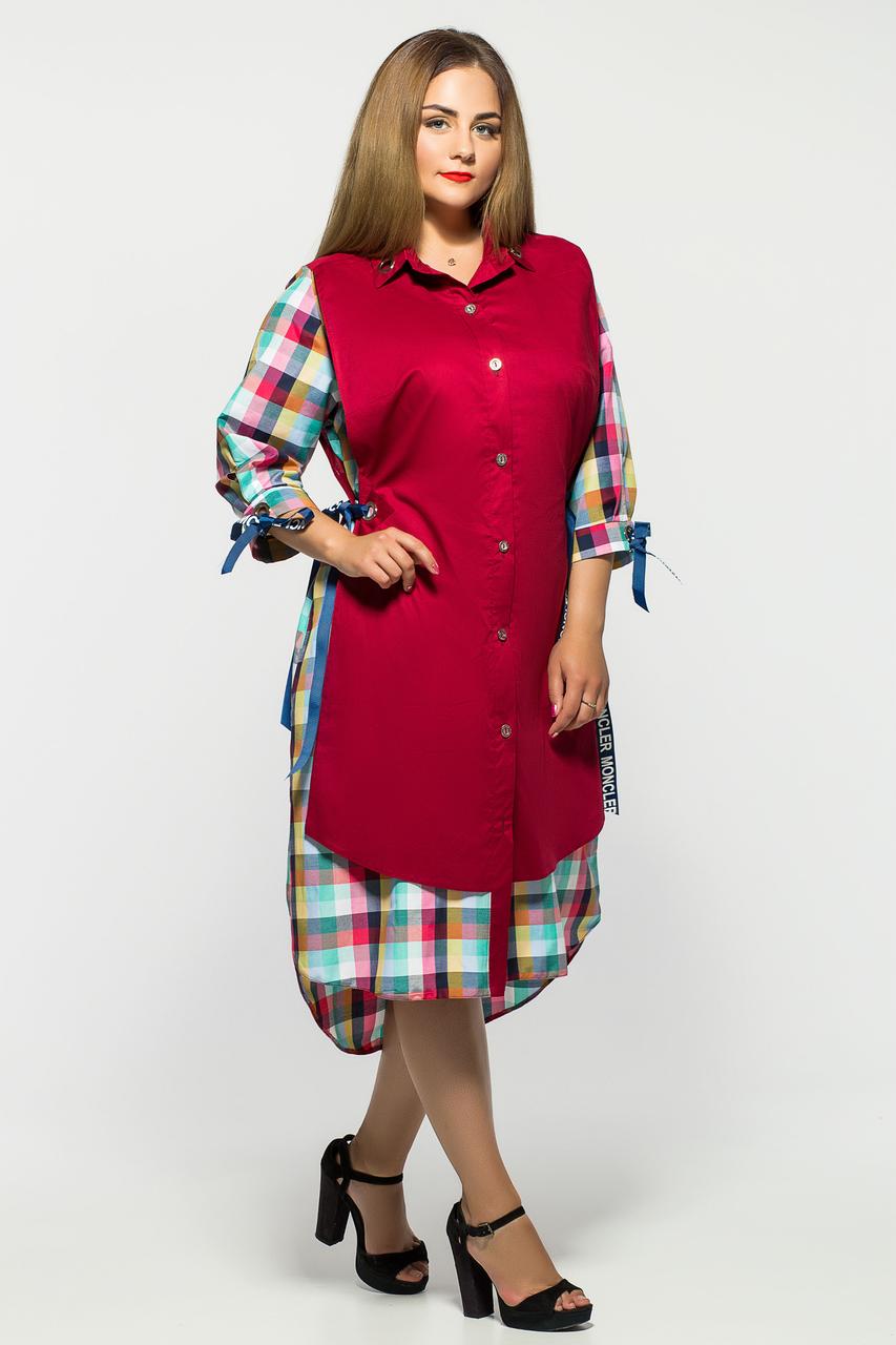 Плаття жіноче Євгенія бордо карта різнобарвний, фото 1