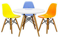 Дитячий стіл AC-086W круглий, білий, дерев'яні букові ніжки, дизайн Charles & Ray Eames, фото 4