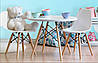 Детский стол AC-086W круглый, белый, деревянные буковые ножки, дизайн Charles & Ray Eames , фото 2