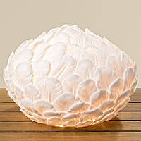 Лампа нічник Перо біла полістоун d28см Гранд Презент 1003894