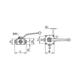 Кульовий кран блоковий 3-х ходовий тип L, внутрішня різьба BSP