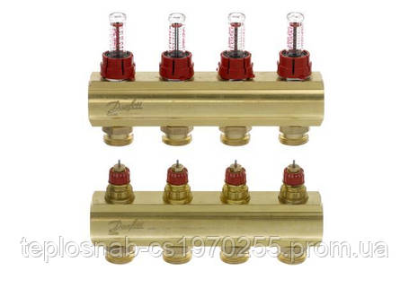 Розподільний колектор Danfoss FHF-4F з витратами 088U0524, фото 2