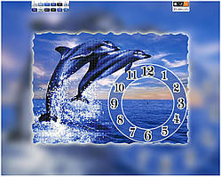 Схема для вишивки бісером годинник Дельфіни
