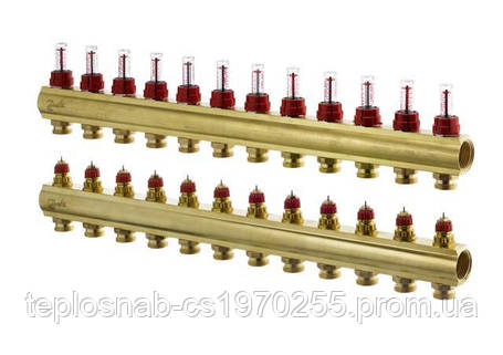 Розподільний колектор Danfoss FHF-12F з витратомірами 088U0532, фото 2