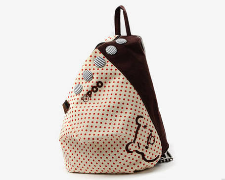 Тканинний міський рюкзак в горошок і з гудзичками, фото 2