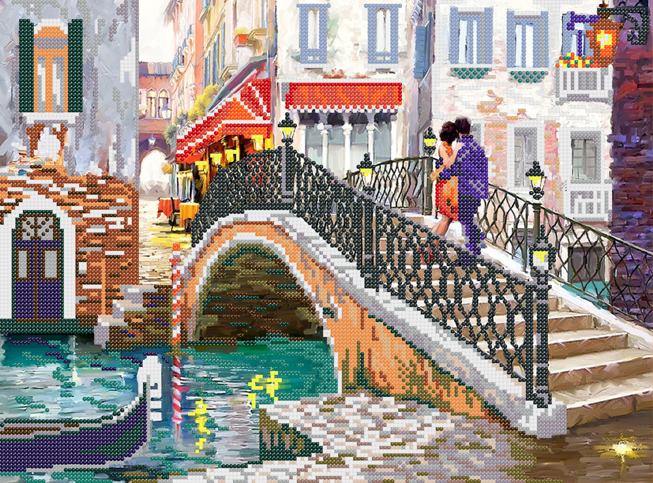 Схема вишивка бісером Побачення на мосту, фото 1