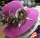 Шикарний фіолетовий жіночий капелюх для літа, фото 2
