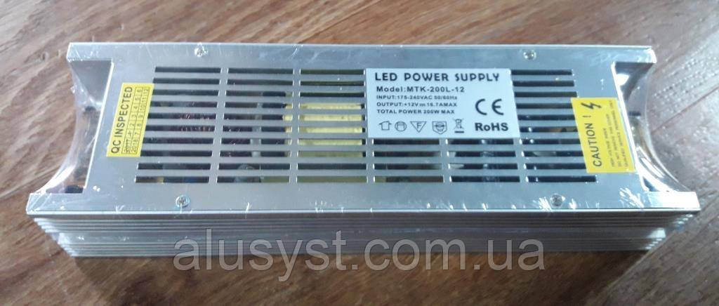 Блок живлення подовжений 12V-200W-16,6А серія Long